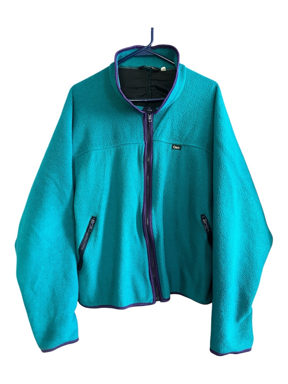 Vintage Orvis Fleece Jacket Full Zip Turquoise Purple Oversized Women’s Large